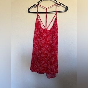 No Boundaries Red Bandana Print Top